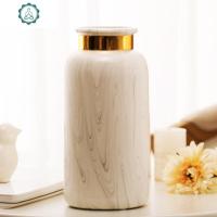 描金色 大理石纹陶瓷花瓶 现代北欧摆件家居室内客厅插花花器 封后 大号25cm