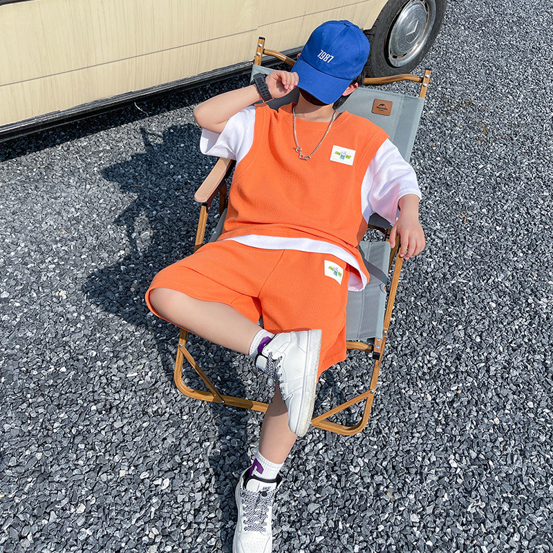 男童夏装套装2025新款中大童夏季运动休闲时尚帅气男孩短袖两件套