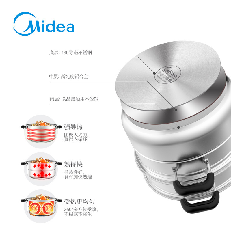美的 不锈钢可折叠收纳 蒸锅T1