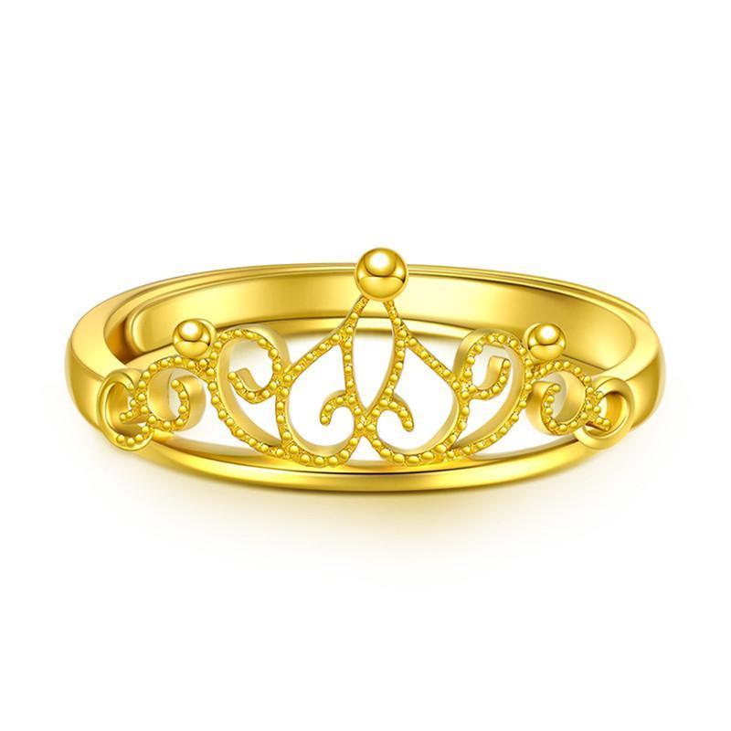 潮宏基 真爱皇冠 黄金戒指足金首饰品女戒活圈口 计价工费90元 mq