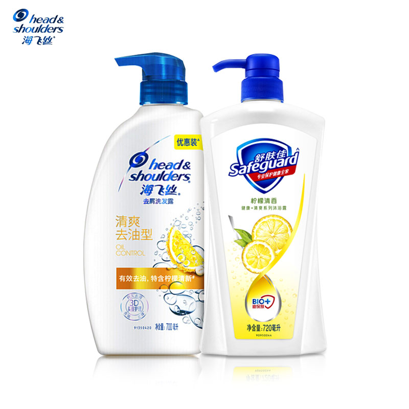 海飞丝洗发水 舒肤佳沐浴露套装 洗发露700ml 薄荷沐浴露720ml 1420ml