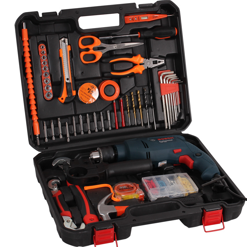 [苏宁自营] 博世(BOSCH) 电钻TSB1300 冲击钻手枪钻调速电动螺丝刀电动工具工具箱套装 家用diy高清大图