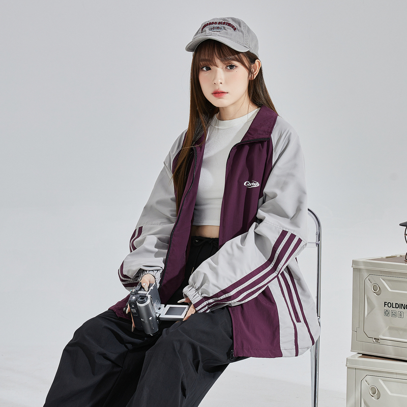 【2.5折价156元】唐狮秋新款复古运动休闲外套女独特好看立领薄款春秋夹克上衣