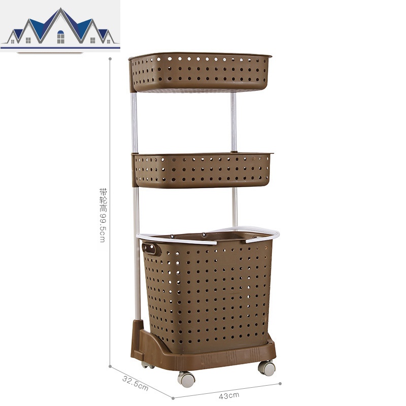 脏衣篮洗衣篮脏衣服收纳筐家用放衣物的篮子篓卫生间装衣娄蓝框桶 三维工匠收纳篮 咖啡色【3层】【收藏+关注=优先发货】