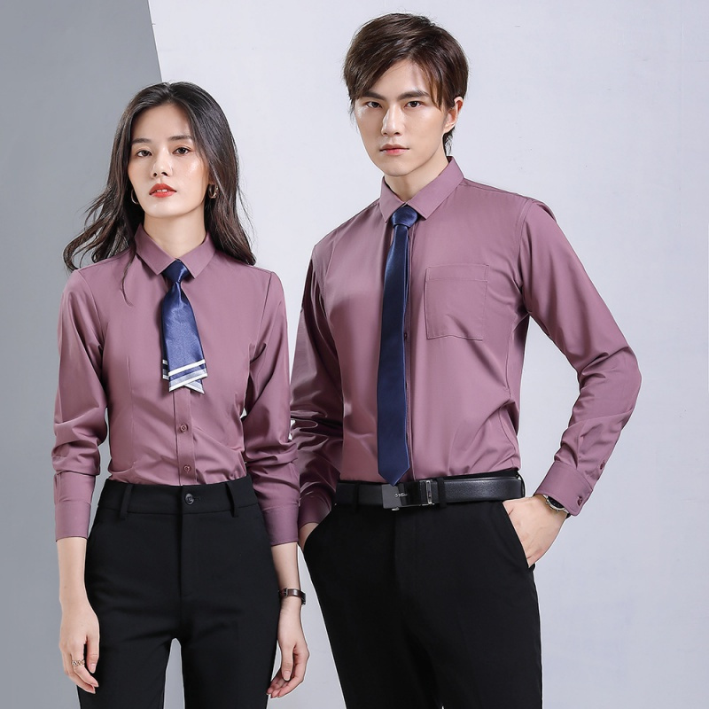 女先生男女同款衬衫纯色白色衬衫西裤套装男女正装面试修身潮流大学生