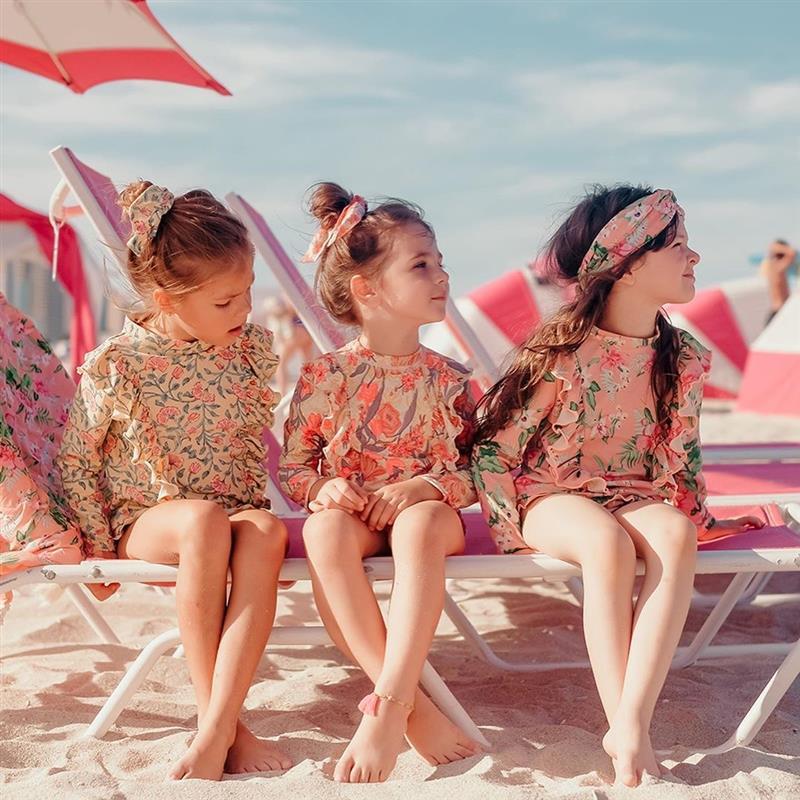 儿童泳衣小童欧美复古干长袖分体比基尼连体泳衣视频