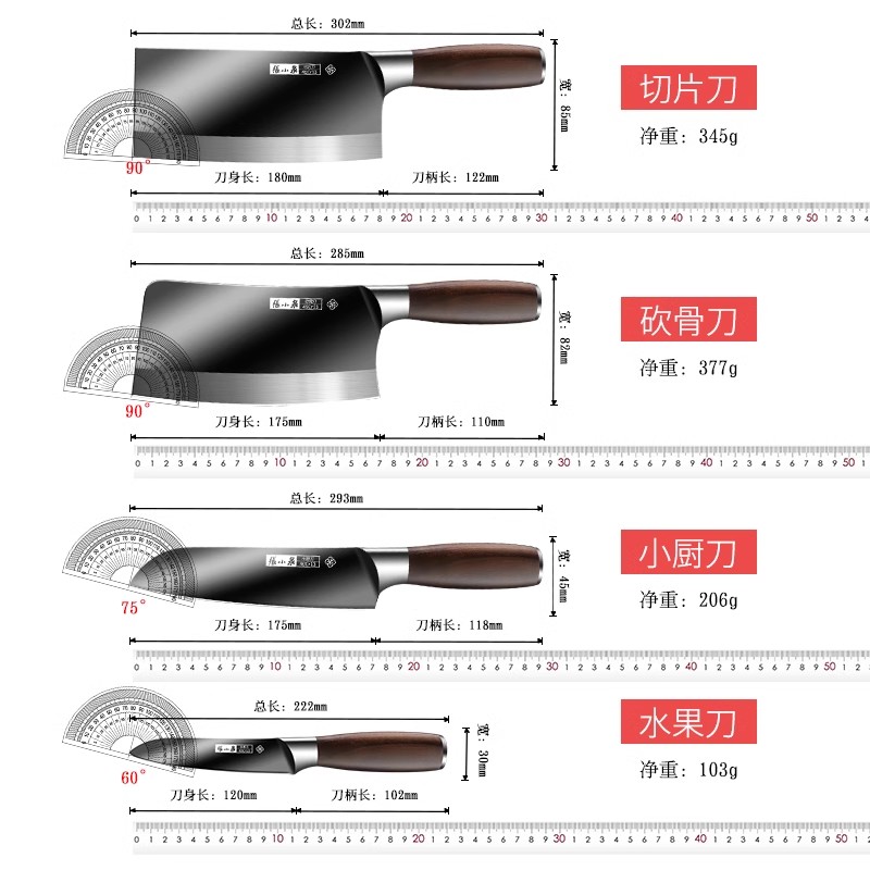 张小泉菜刀正品家用官方旗舰店切菜刀具套装专用砍骨刀切片刀8138高清大图