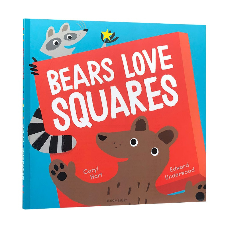 [正版]英文原版 Bears Love Squares 熊爱正方形 儿童英语启蒙形状知识认知 熊爱广场 亲子趣味互动图画