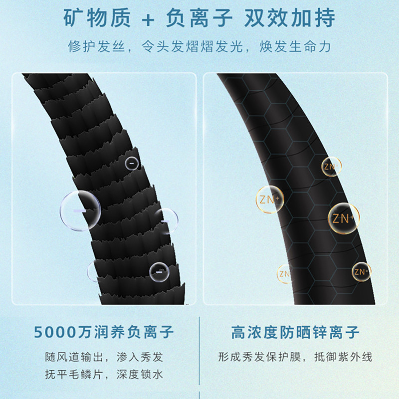 飞利浦(PHILIPS)吹风机 锌离子防晒护色 5000万负离子 BHD399/05 海盐芝士黄 学生宿舍