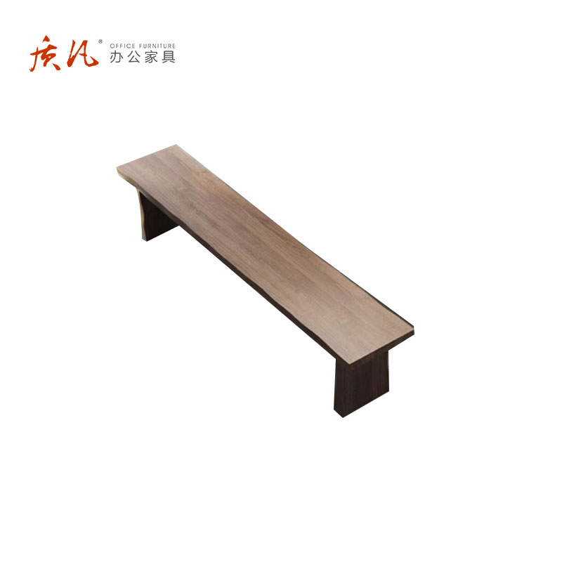 质凡 新中式办公室功夫禅意大板茶台实木茶桌一体泡茶桌椅组合 长凳