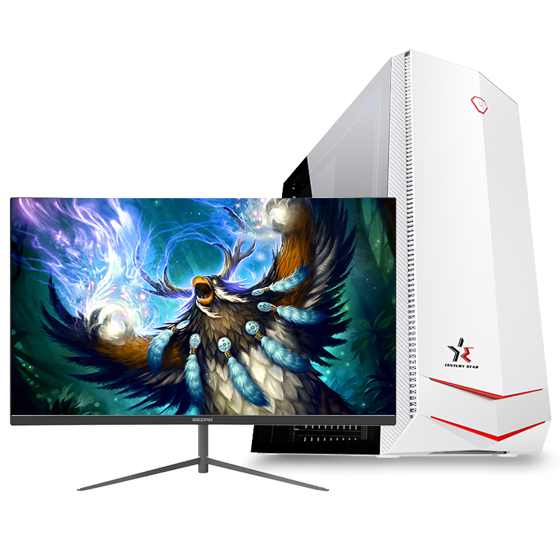 世纪之星 i7级六核至强E5 2620/AMD游戏独显/16G内存/256G固态+500G机械盘 家用办公商务学生网课 游戏电脑 台式机 组装电脑 台式电脑 电脑主机+24英寸全套