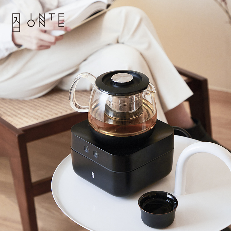 哲品智能全玻璃煮茶器小型办公室单炉带食盒蒸茶 TBox茶合Mini套装-黑色 xz