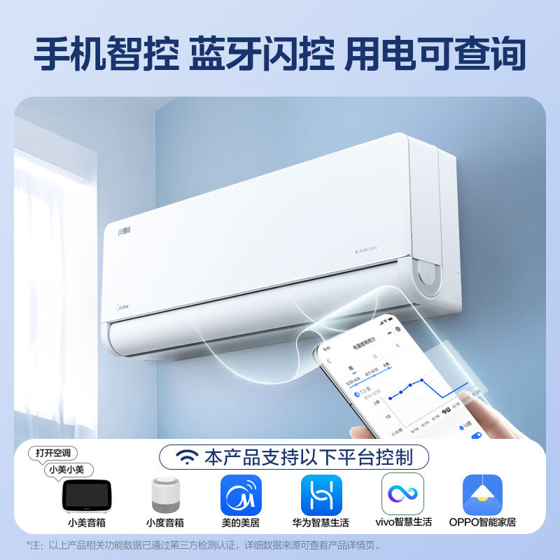 美的(Midea)空调挂机大1匹家用风尊二代全面风一级能效变频冷暖巨省电客厅卧室智能挂机KFR-26GW/N8MXC1Ⅱ