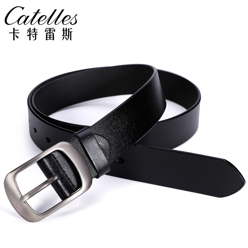CATELLES皮带女真皮简约百搭时尚复古韩版新款宽腰带裤带软皮