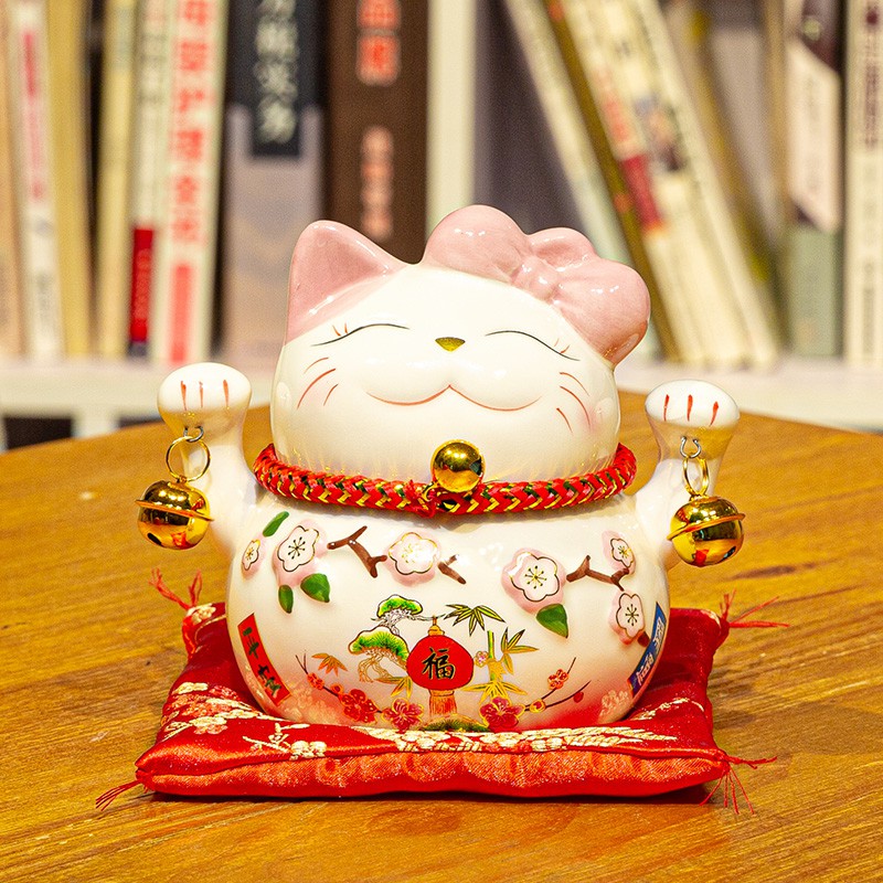 日本猫摆件 开业礼品储蓄罐店铺收银台存钱罐发财猫家居客厅 三维工匠 6寸财源滚滚红色(钱罐)猫高清大图