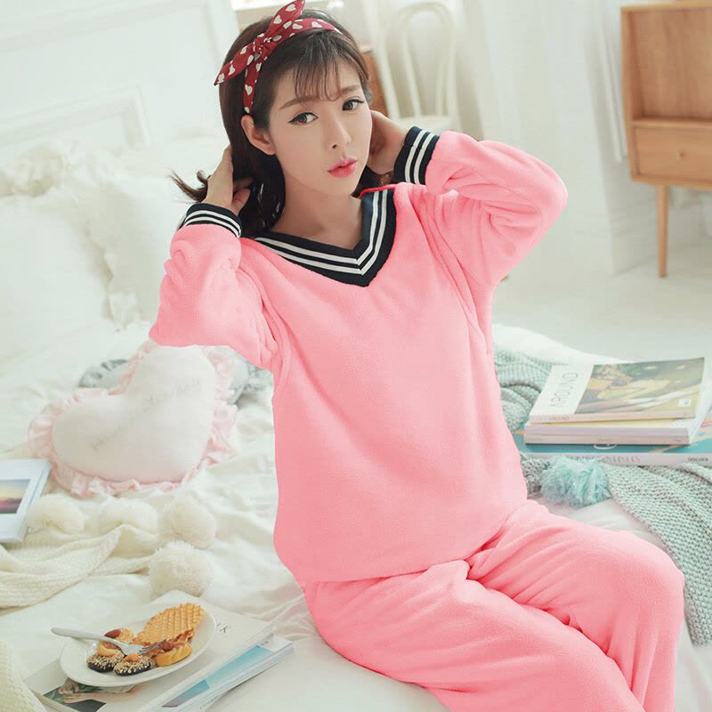 迪鲁奥（DILUAO)孕妇睡衣珊瑚绒套装月子睡衣月子家居服睡衣珊瑚绒哺乳睡衣套装孕妇睡衣冬季加绒b909-37 粉红图片