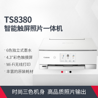 佳能(Canon)TS8380 A4幅面智能触屏照片多功能喷墨一体机 白色(打印复印扫描/无线网络/自动双面)光盘盘面/指甲贴打印 替代TS8280