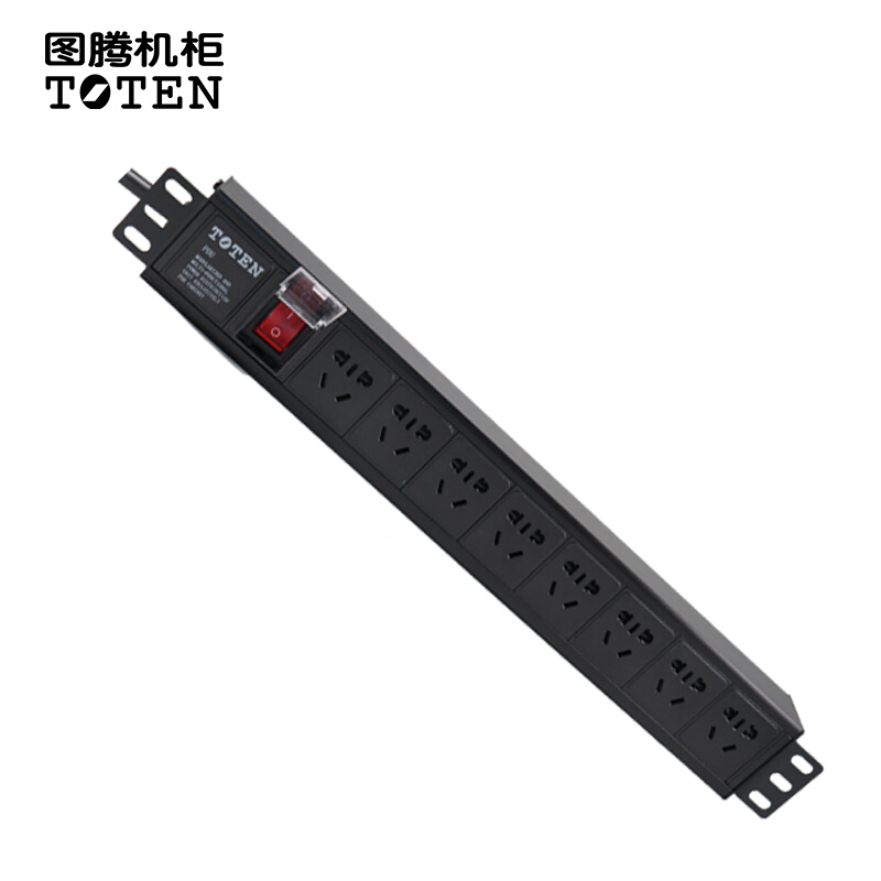 图腾(TOTEN)8位16A PDU 机柜电源分配器 多用插孔pdu电源 机柜专用插座 网络机柜PDU带开关3米线