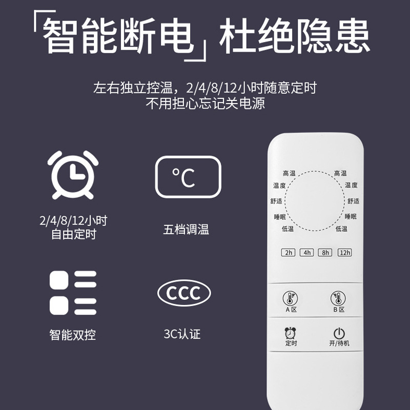 CCKO舒适绒单人双人电热毯代加工学生宿舍用安全电褥子-绒面-高低档[单人单控长1.5米*宽0.7米]花型随机高清大图