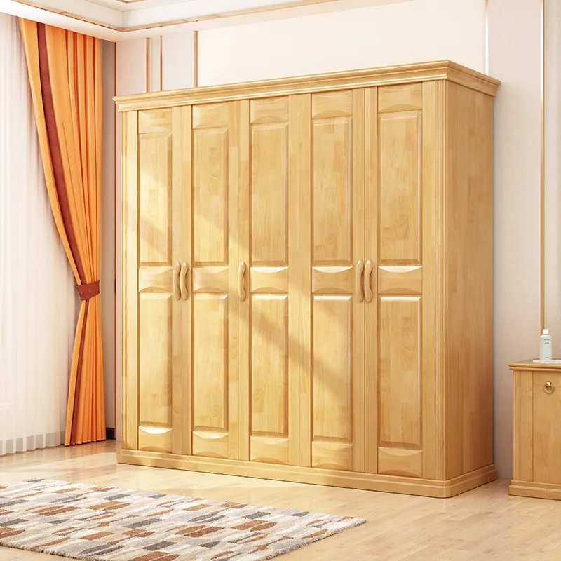 兰秀家居 全实木衣柜中式原木家用卧室大衣橱现代简约3四5六门转角