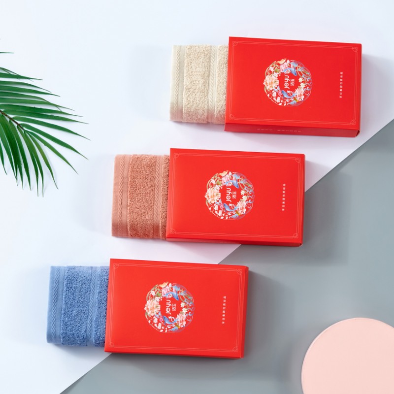 洁玉 云舒毛巾 颜色随机(GJ)毛巾礼盒套装 双条装礼盒J2701-B高清大图