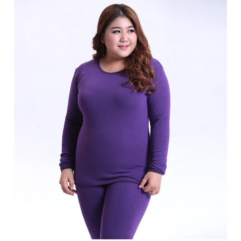 波迷娜bomina加肥特大码240斤胖女人中老年打底冬大码200保暖内衣套装