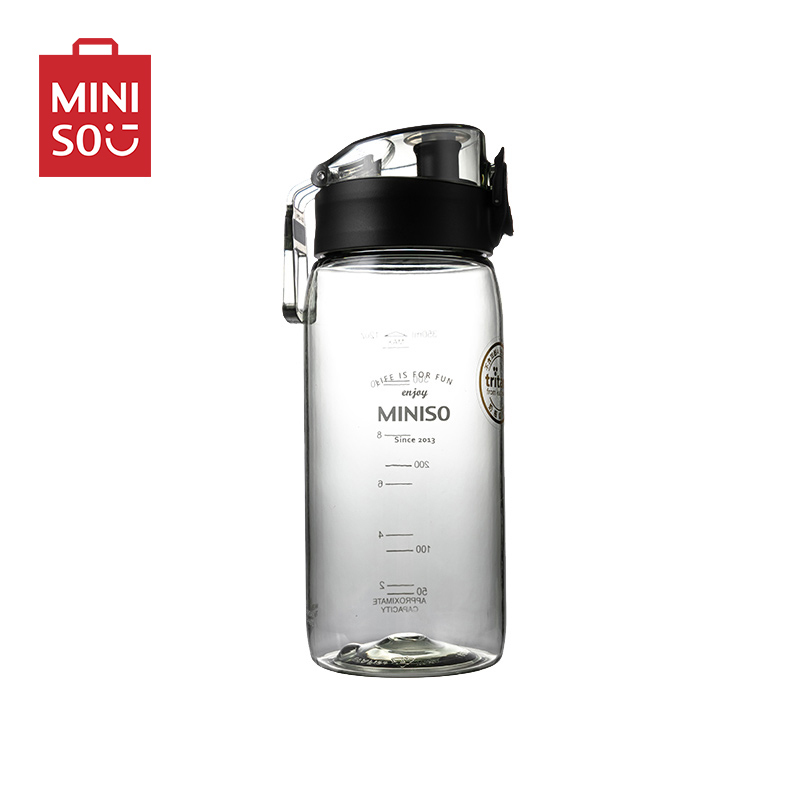 名创优品 (miniso) 弹盖Tritan随身水杯简约运动直饮水杯学生喝水杯茶具(灰色)