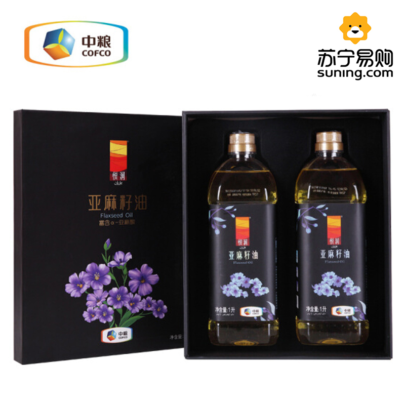 中粮悦润亚麻籽油礼盒1L*2