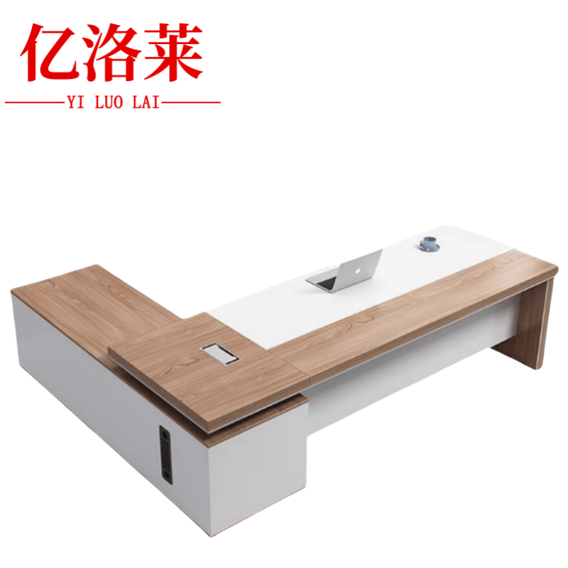 亿洛莱 办公桌+侧柜 220*80*75cm 套高清大图