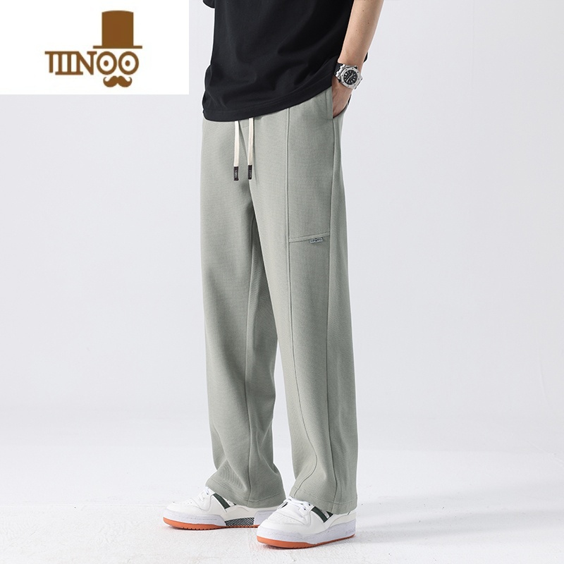 YANXU卫裤男高街直筒裤男生夏季垂感男款裤子休闲裤美式运动裤秋季长季高清大图