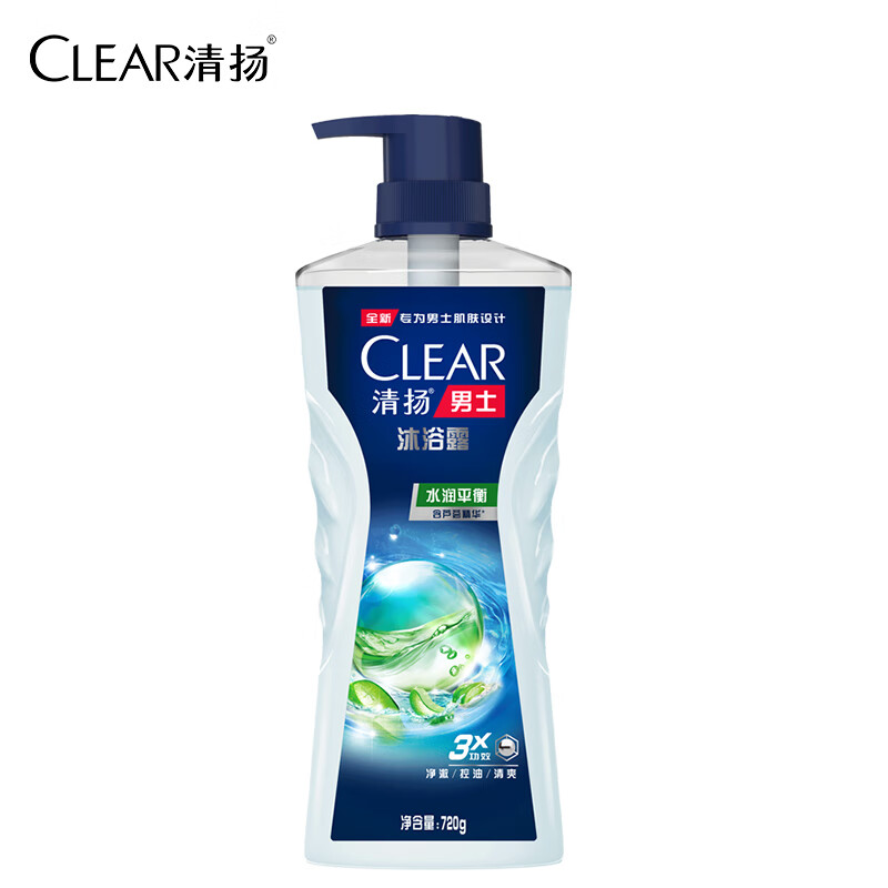 清扬 男士沐浴露 平衡控油 水润平衡型 720g 一瓶
