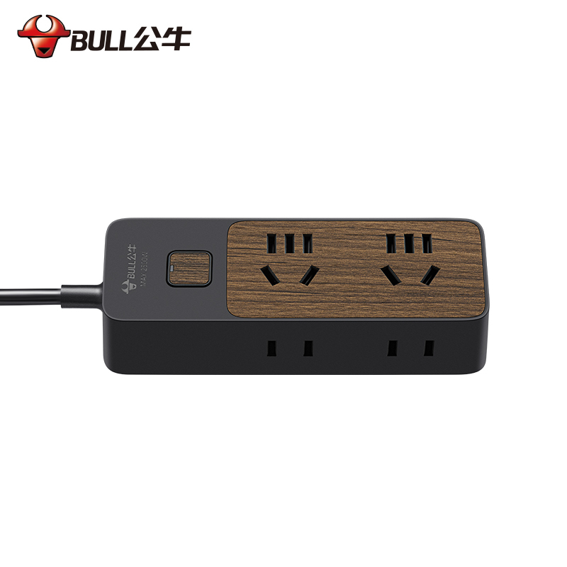 公牛(BULL)GN-R1220-5米木纹插座桌面创意多功能家用多用插排插板拖线板接线板插线板学生宿舍床头排插