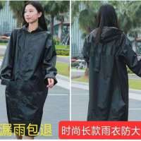 时尚雨衣外套男女加厚成人学生便携防水户外旅游连体通用雨披批发 黑色 均码(90至175斤)