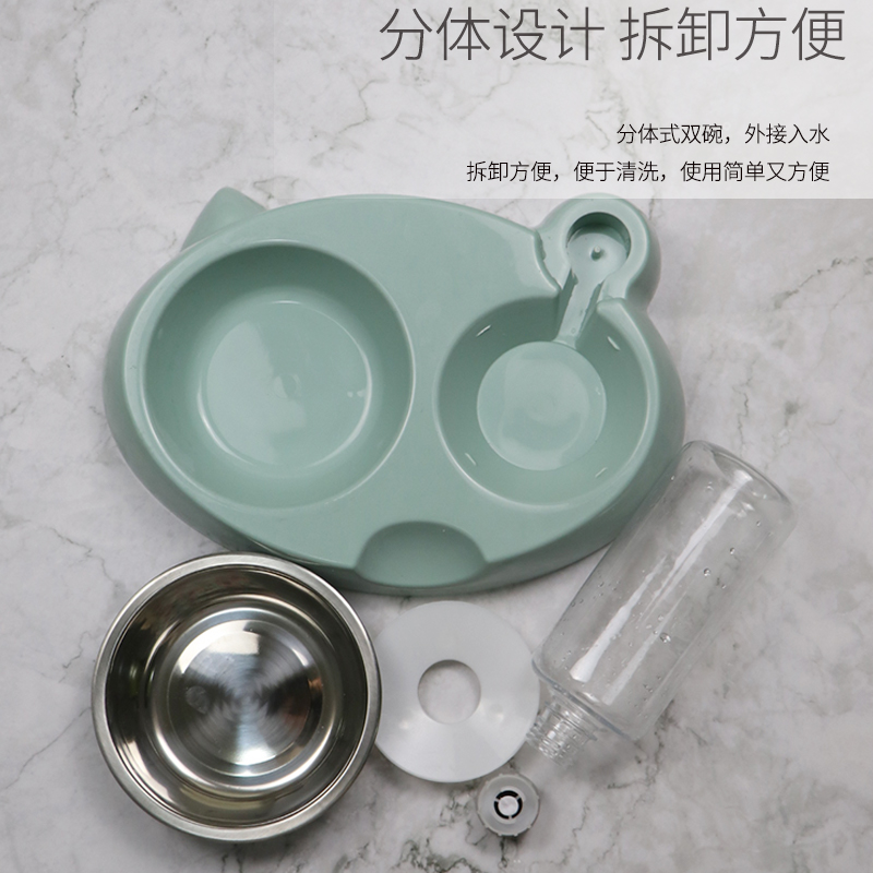 猫碗双碗自动饮水狗碗狗食盆狗盘不湿嘴宠物猫狗用品防打翻猫饭碗高清大图