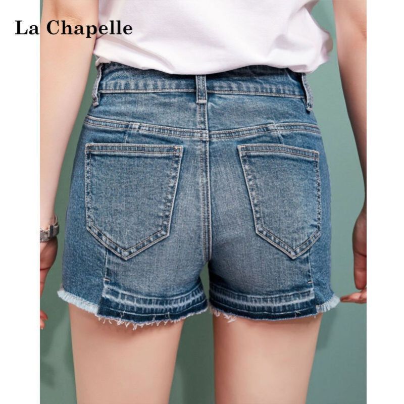 拉夏贝尔专柜牛仔短裤夏季新款女装高腰短裤