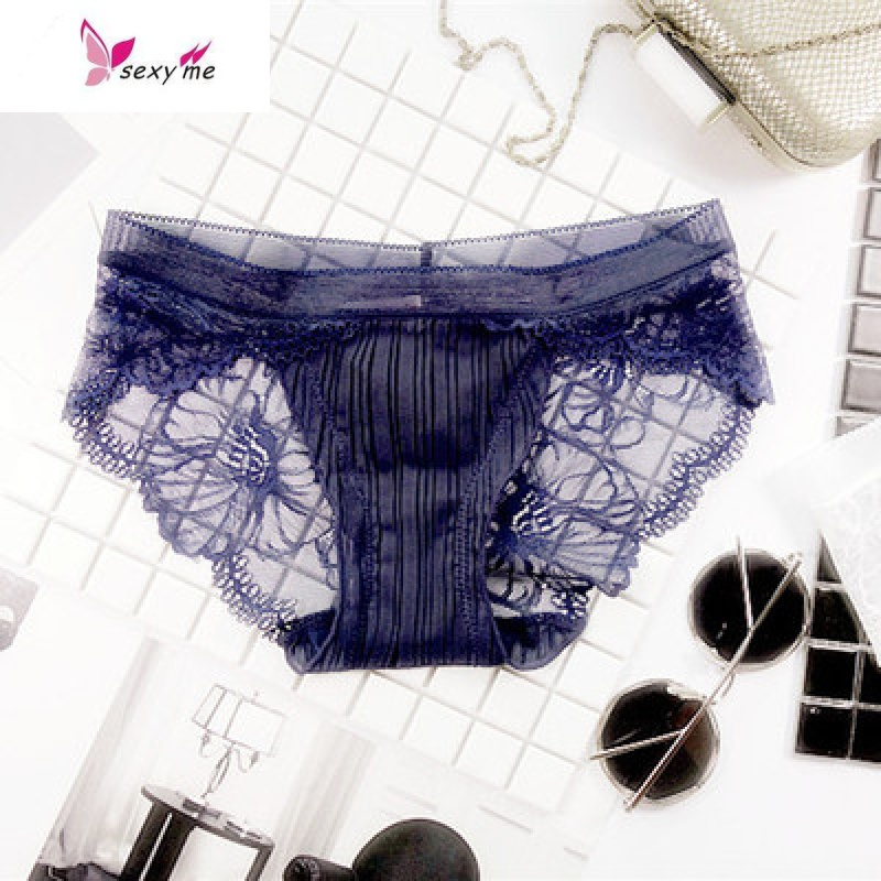 性感内裤女透明蕾丝网纱低腰包臀女士三角裤薄款镂空fishbasket