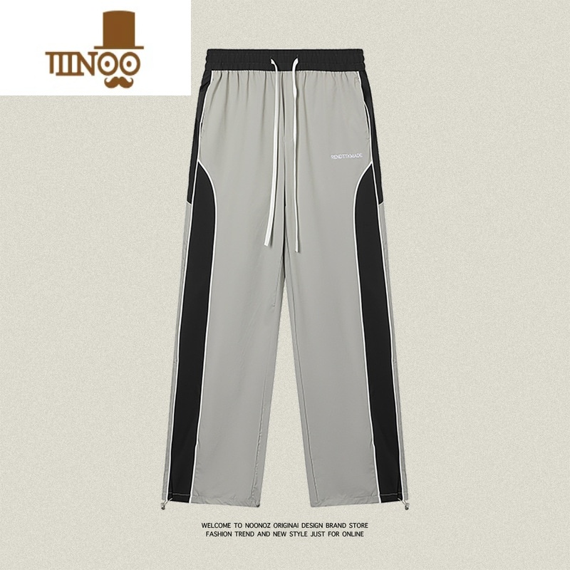 YANXUNOONOZ炸街侧边撞色拼接运动裤子男潮牌跳舞高街美式复古休闲长高高清大图