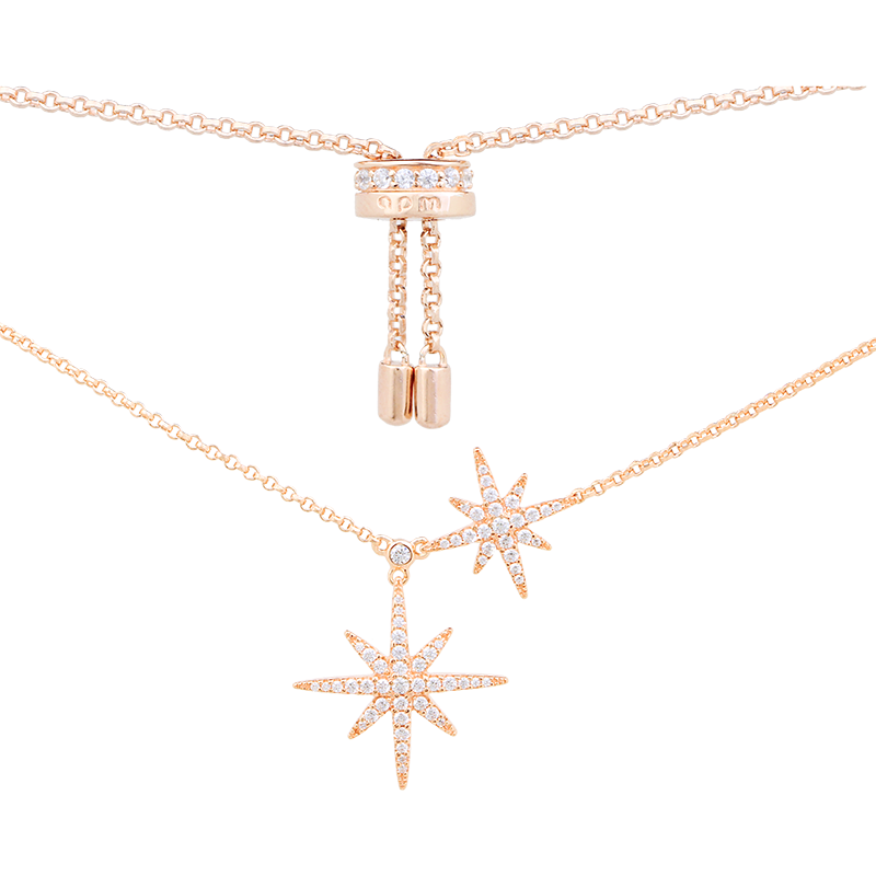 apm monaco玫瑰金色六芒星锁骨项链星星流星吊坠毛衣链送女友礼物