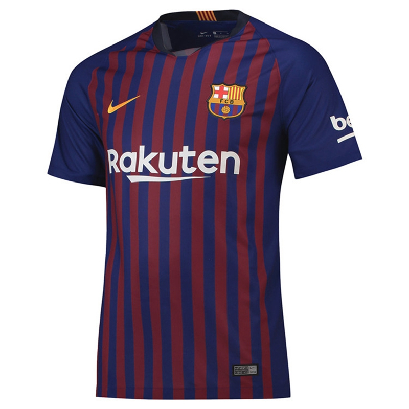 NIKE耐克巴塞罗那18-19新足球队服主场短袖巴萨梅西球衣 894430-456