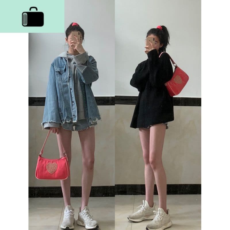 这很辣妹!幼苗薄荷漆皮芭比粉少女闪爱心带钻法棍包腋下包NEW LAKE 芭比粉秒发女士单肩包图片