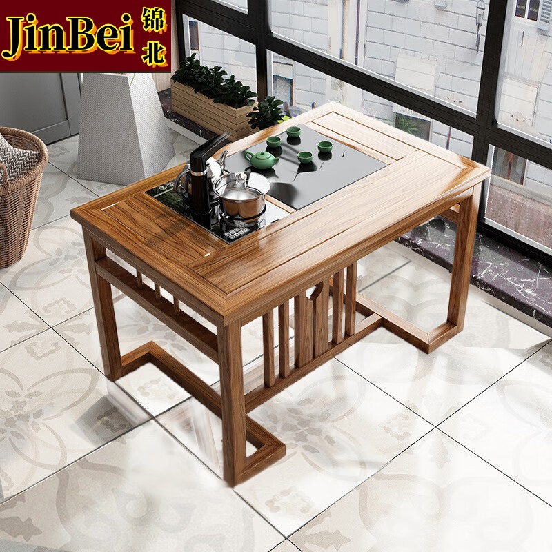 锦北阳台茶桌椅组合家用小茶台新中式茶桌简约小户型茶几1.2米中圆茶桌高清大图