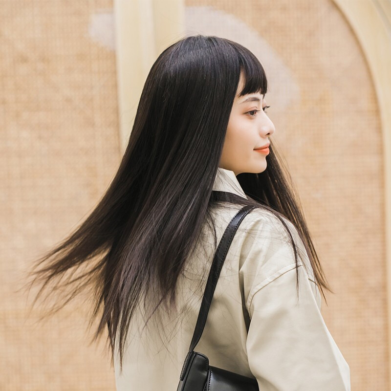 魅俏光头可用假发女真发假发套长发齐刘海长直发