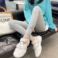 南极人羊羔绒打底裤女外穿高腰秋冬季加绒加厚秋裤大码一体防寒保暖棉裤 特大码【适合175-200斤】 月亮螺纹裤-浅灰色【春秋薄款】