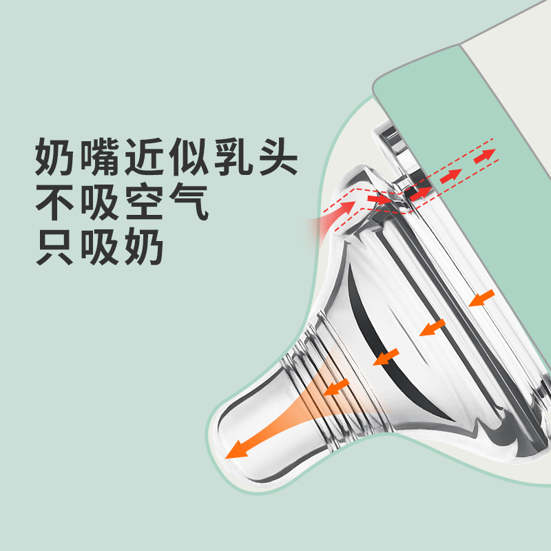 好孩子新生儿玻璃奶瓶宝宝玻璃奶瓶宽口径防胀气防呛奶120ml石榴红