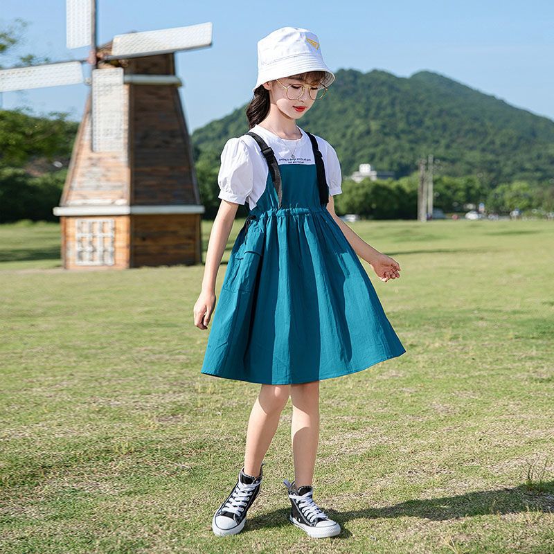 女童夏装连衣裙新款洋气网红小女孩韩版清新收腰显瘦儿童裙子