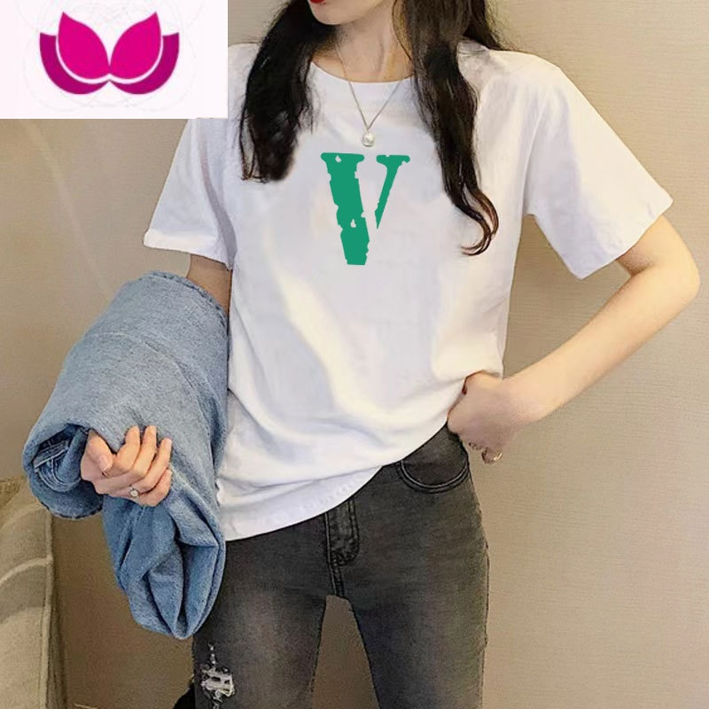 七斓黑色小众设计感t恤女显瘦短袖2023夏季新款印花宽松港风上衣