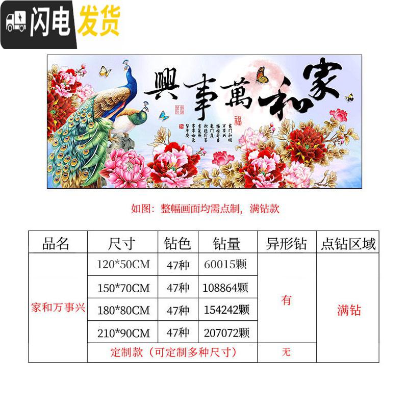 三维工匠2019年新款5d钻石画满钻客厅水晶家和万事兴十字 异形钻、满钻[300*105厘米]多加30钻量、送工十字绣高清大图