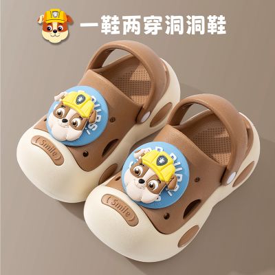 汪汪队儿童凉拖鞋男童夏季新款居家浴室洗澡防滑中童男孩亲子凉鞋 浅棕色 内长20cm