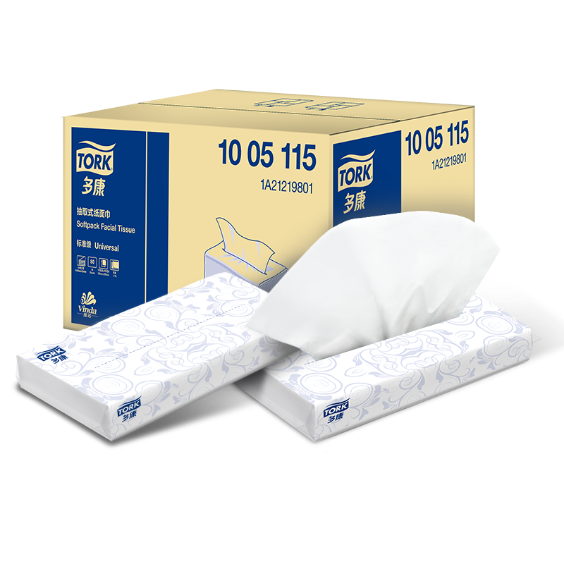 多康抽纸纸巾 2层80抽100包(大规格)整箱 酒店客房软抽纸巾