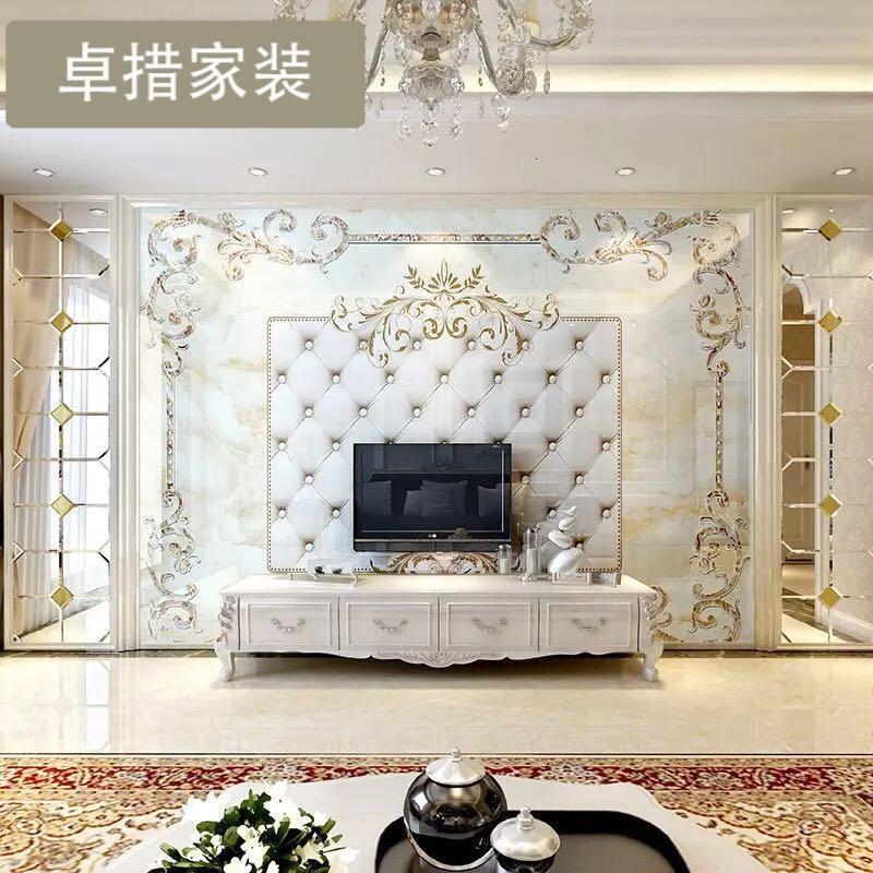 瓷砖背景墙 电视客厅沙背景墙现代欧式大理石砖影视墙 欧式皮纹壹德壹